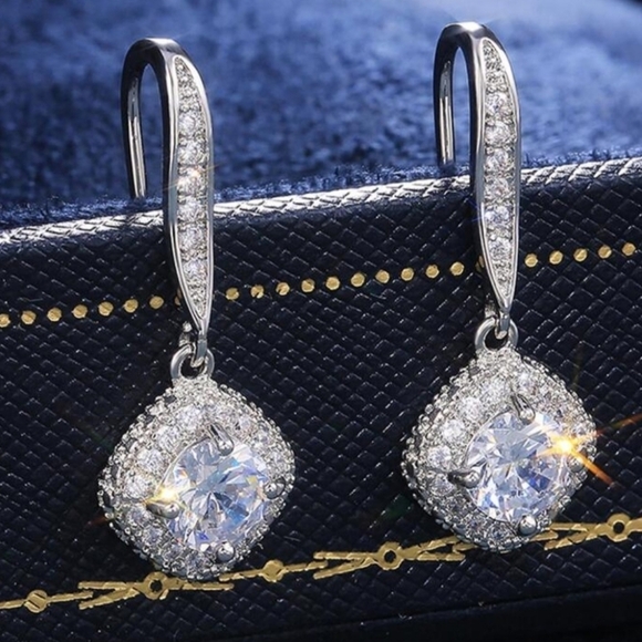 La Ti Da Handmade Creations Jewelry - Rhinestone Silver Tone Drop 1" Earrings